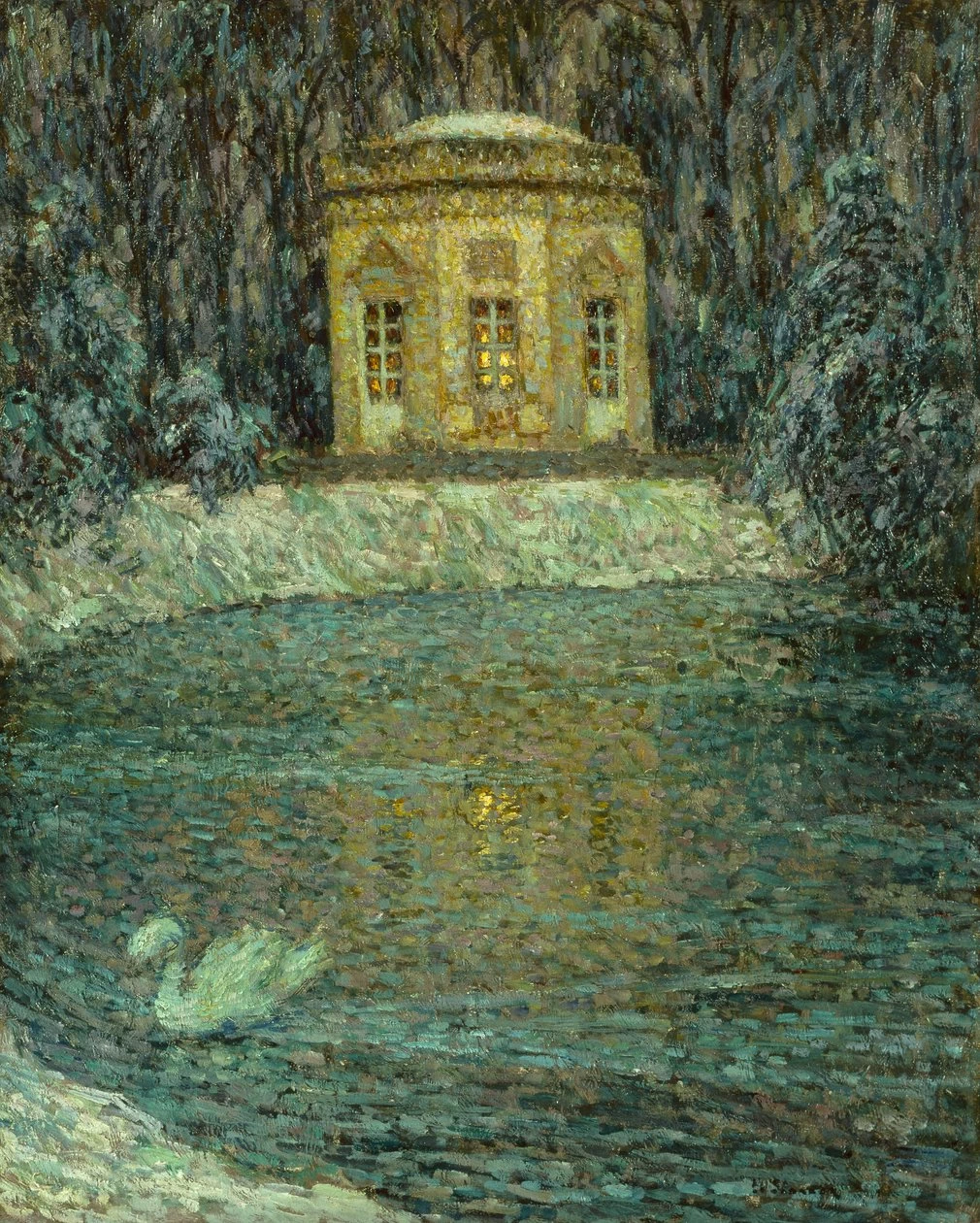 Henri Le Sidaner - Il padiglione musicale sotto la neve